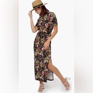 Leota Eva Floral Print Short Sleeve Maxi Dress